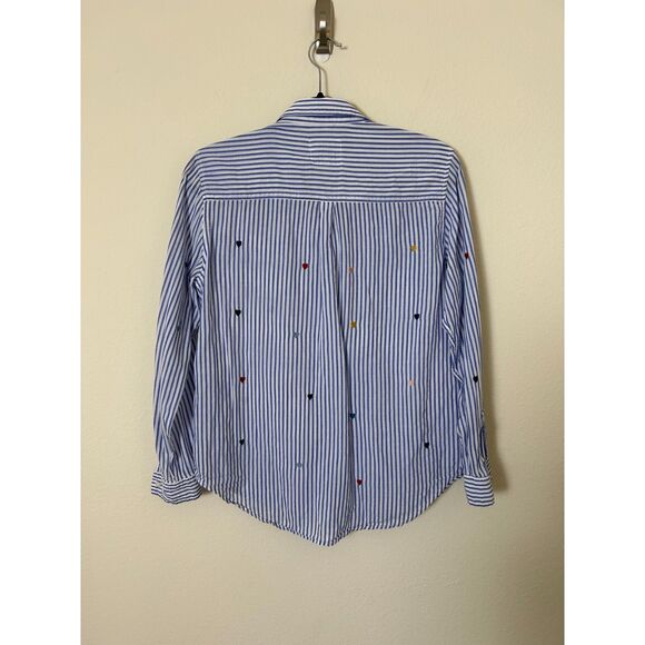 Rails Button Down Womens M Striped with little hearts‎ preppy minimal - AS IS - Picture 2 of 9